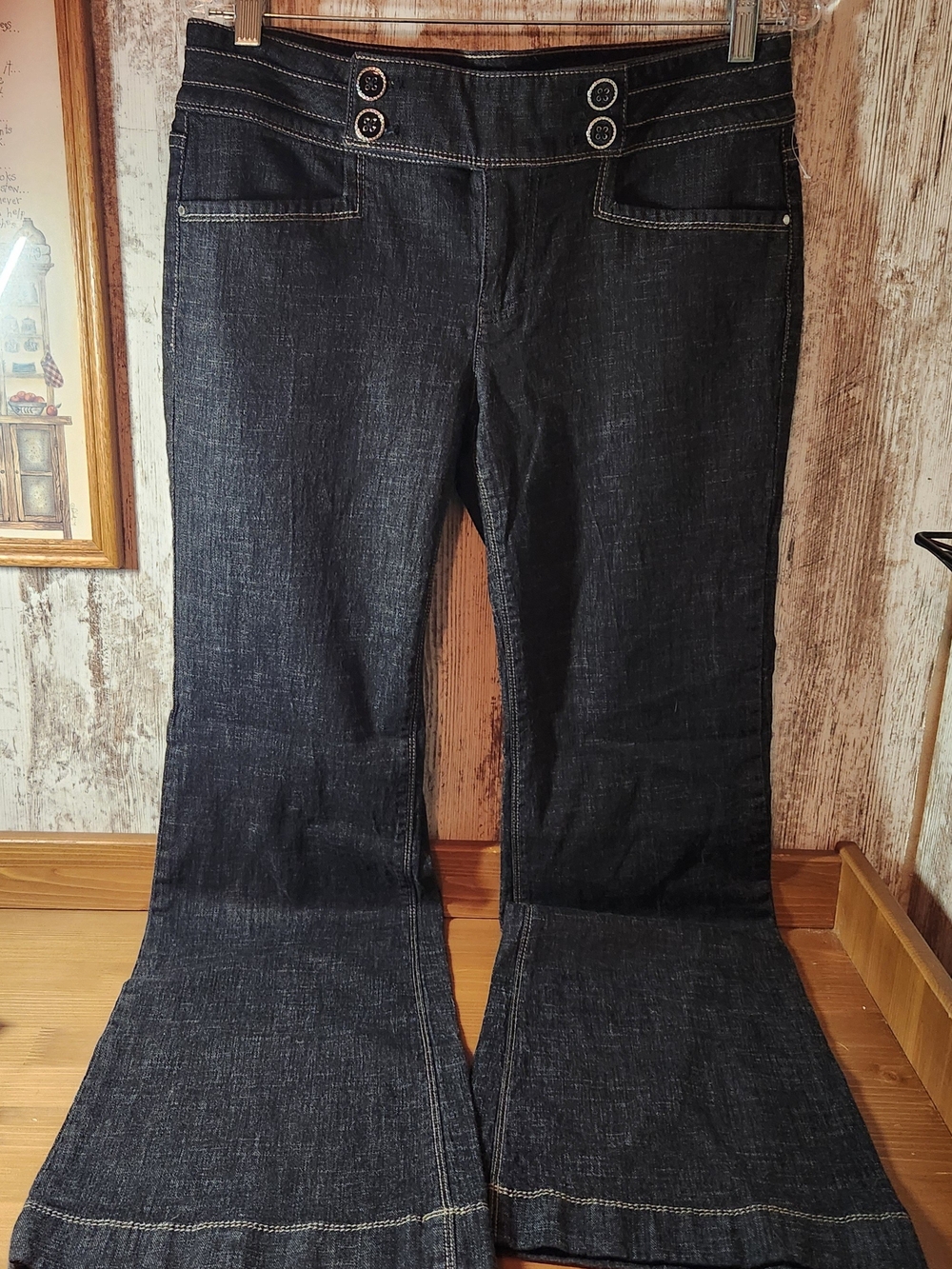 Women's 10R Dark Blanc Flare Jeans Trousers with Double-Button Waist L@@K